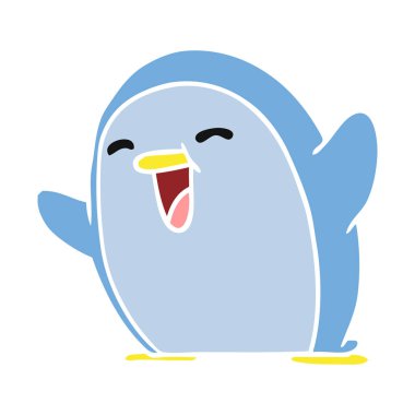 çizgi film illüstrasyon kawaii bir sevimli penguen