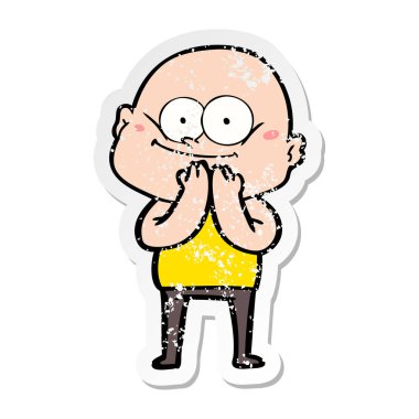 bakan bir karikatür kel adamın sıkıntılı etiket