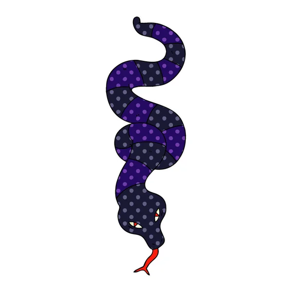 Gaya buku komik aneh kartun ular - Stok Vektor