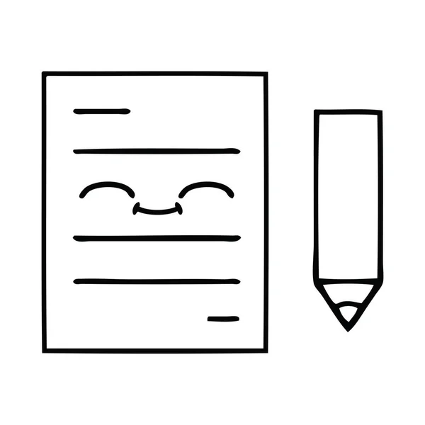 Лінійний малюнок мультяшний тестовий папір — стоковий вектор