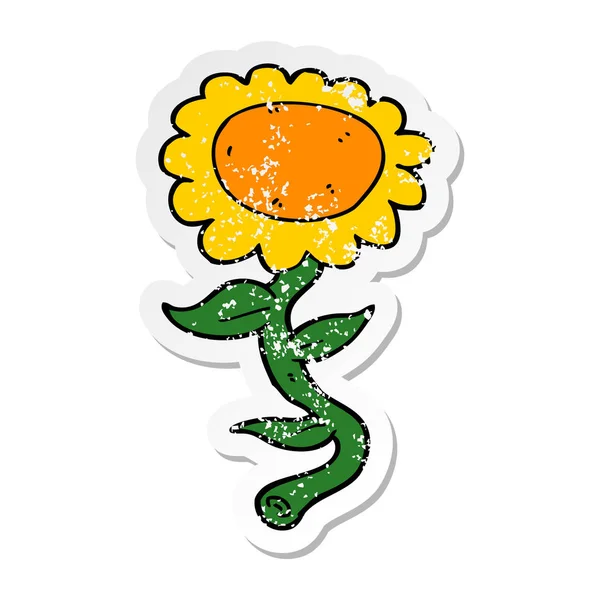 Aufkleber Einer Karikatur Sonnenblume — Stockvektor
