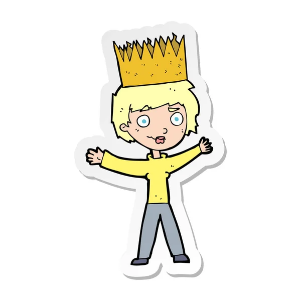 Sticker van de persoon van een cartoon dragen van de kroon — Stockvector