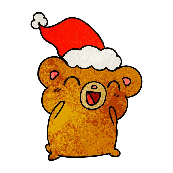 Natal texturizado desenhos animados de urso kawaii — Vetor de Stock