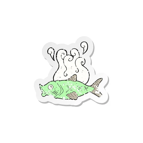 Retro noodlijdende sticker van een cartoon stinkende vis — Stockvector