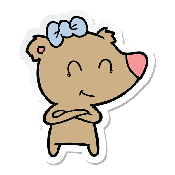 Sticker van een vrouwelijke bear cartoon — Stockvector