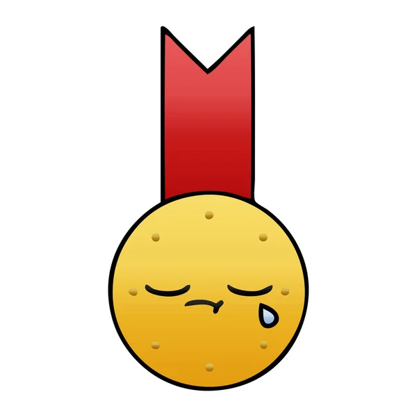 Ντεγκραντέ Σκιασμένο Γελοιογραφία Της Χρυσό Μετάλλιο — Διανυσματικό Αρχείο