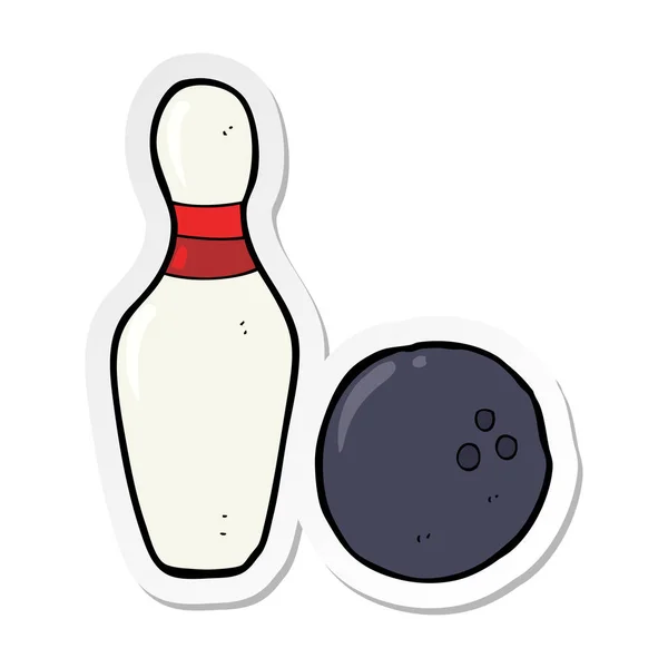 Autocollant d'un dessin animé de bowling dix broches — Image vectorielle