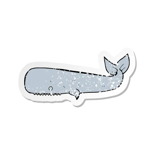 Etiqueta angustiada retro de uma baleia dos desenhos animados —  Vetores de Stock
