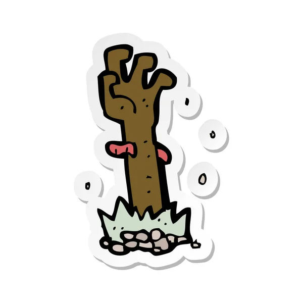 Sticker of a cartoon zombie hand — Stock Vector