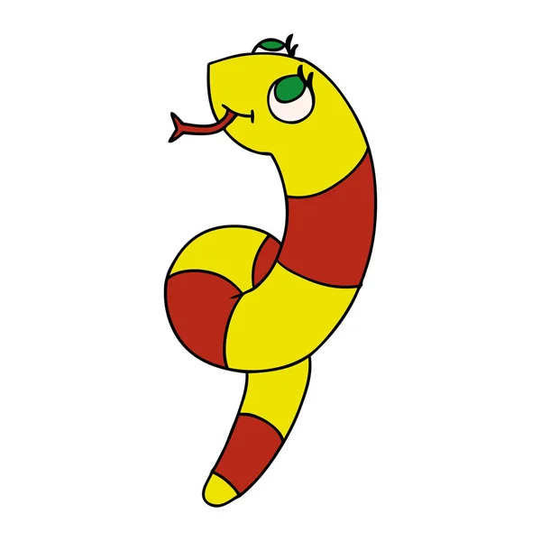 Illustrazione Cartone Animato Kawaii Serpente Carino — Vettoriale Stock