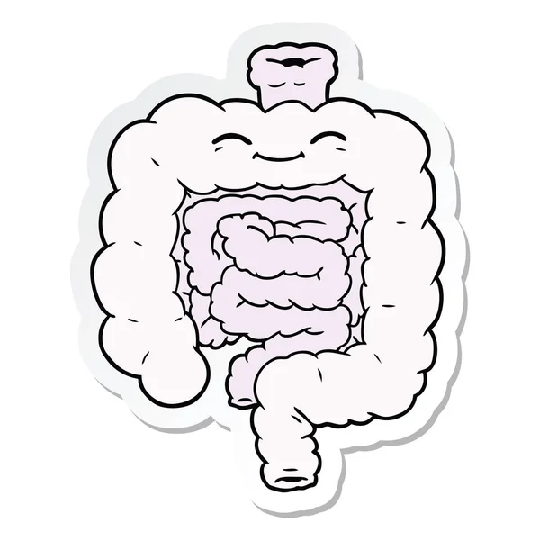 Pegatina de un intestino de dibujos animados — Archivo Imágenes Vectoriales