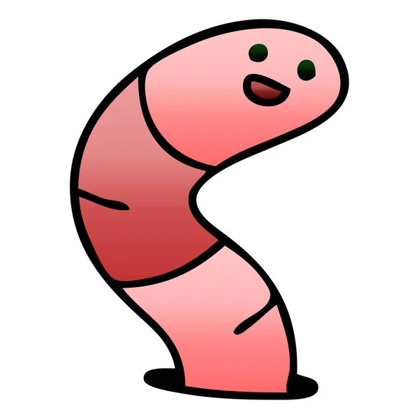 Gradient Shaded Quirky Cartoon Worm — Stock Vector