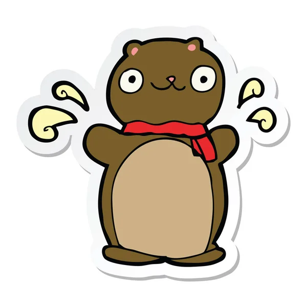 Sticker of a cartoon happy teddy bear — Stock Vector