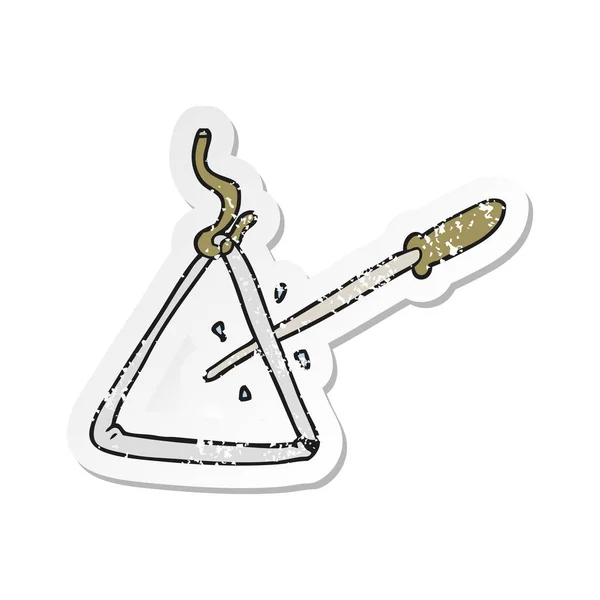 Retro distressed sticker of a cartoon triangle — Stock Vector