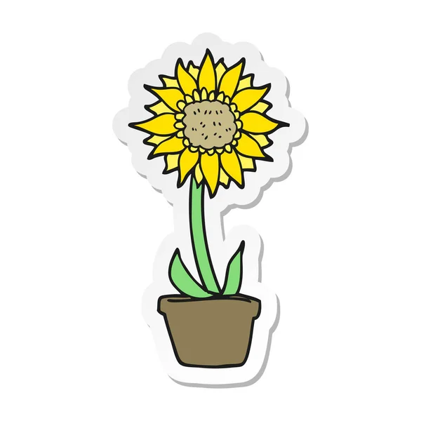 Sticker Van Een Cartoon Zonnebloem — Stockvector