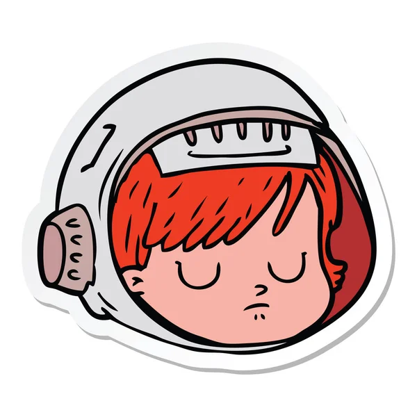 Autocollant d'un visage d'astronaute dessin animé — Image vectorielle