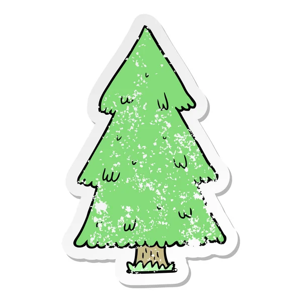 Bir karikatür Noel ağacının sıkıntılı etiket — Stok Vektör