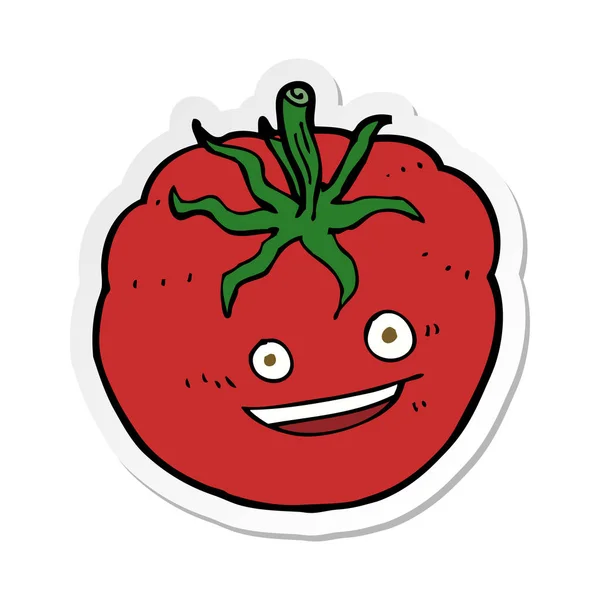 Pegatina de un tomate feliz de dibujos animados — Vector de stock