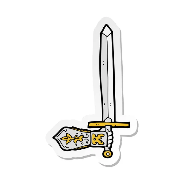 Aufkleber eines Cartoon-Schwertes und einer Hand — Stockvektor