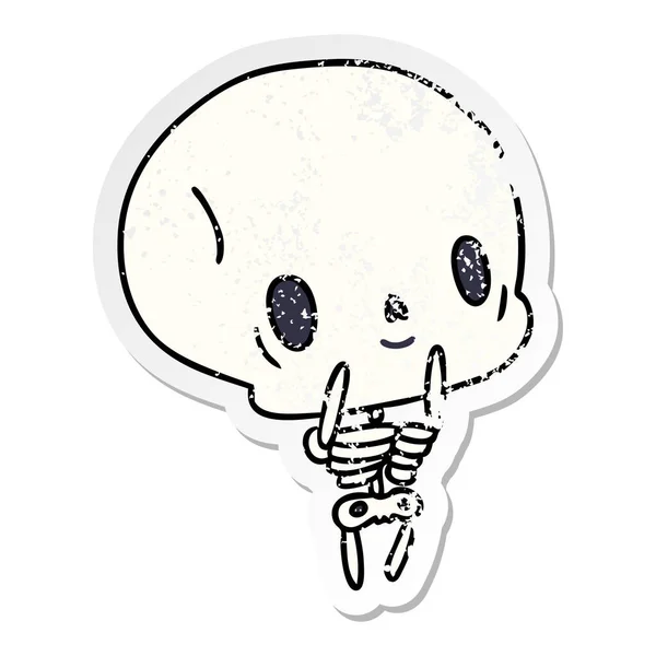 Trudnej sytuacji naklejki cartoon kawaii ładny martwym szkieletorze — Wektor stockowy