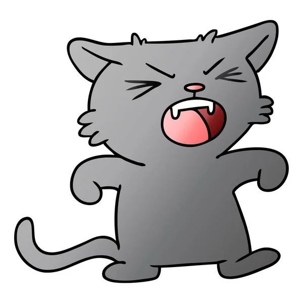 Ντεγκραντέ γελοιογραφία doodle του ένα οδυνηρό γάτα — Διανυσματικό Αρχείο