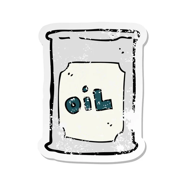 Retro Distressed Sticker Cartoon Oil Barrel — Stock Vector