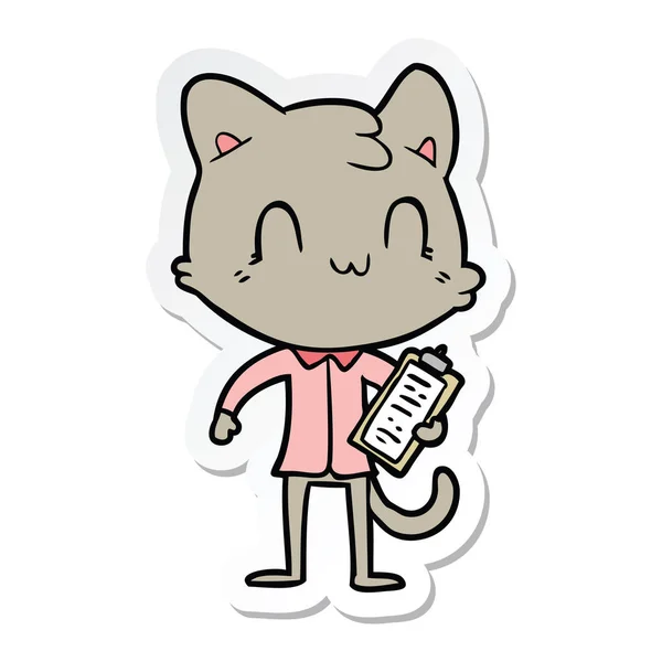 Sticker van een cartoon gelukkige kat — Stockvector