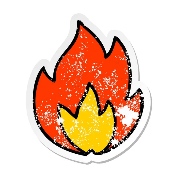 Distressed Sticker Cute Cartoon Fire — Stock Vector