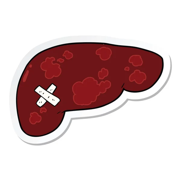 Sticker Cartoon Unhealthy Liver — Stock Vector