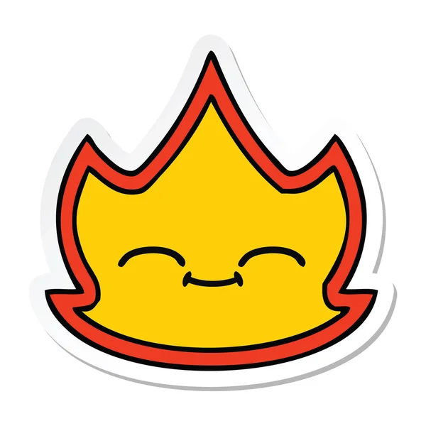 Sticker Cute Cartoon Fire — Stock Vector
