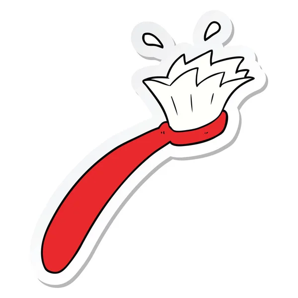 Pegatina de un cepillo de dientes de dibujos animados — Vector de stock