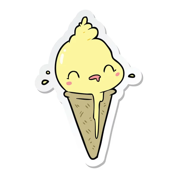 Sticker of a cute cartoon ice cream — Stock Vector