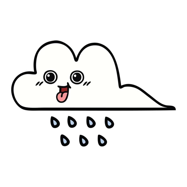 Desenho Animado Bonito Uma Nuvem Chuva —  Vetores de Stock