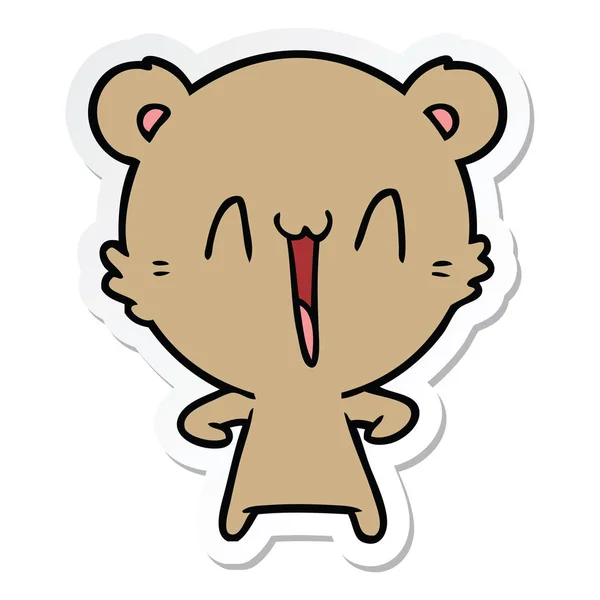 Sticker of a happy bear cartoon — Stock Vector