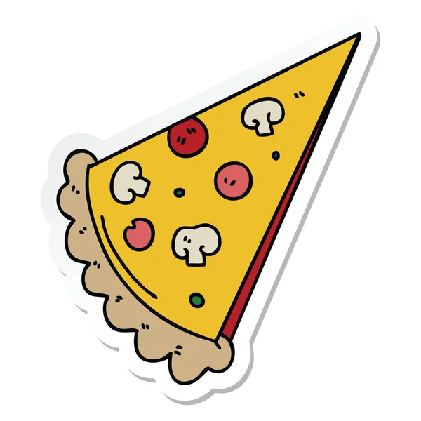 Autocollant Une Tranche Pizza Dessinée Main Bizarre — Image vectorielle