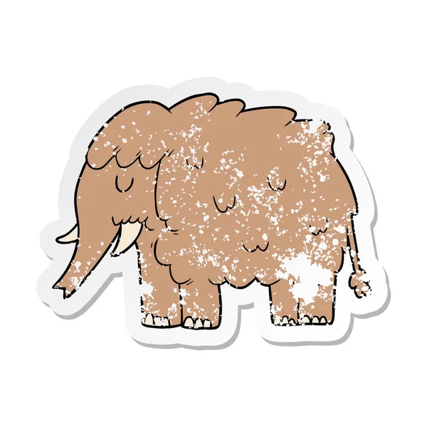 Distressed sticker of a cartoon mammoth — Stock Vector