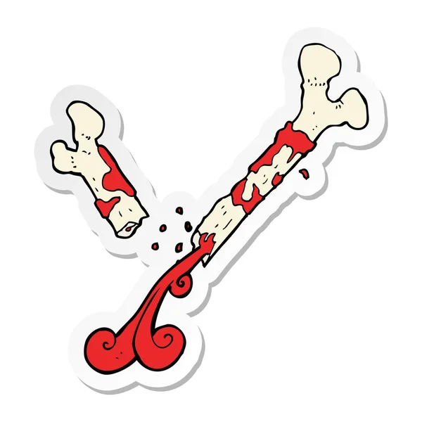 Etiqueta de um desenho animado osso quebrado bruto — Vetor de Stock