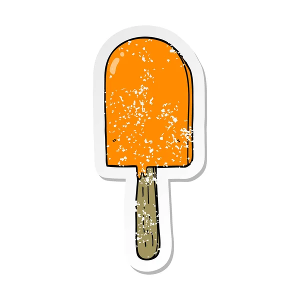 Verontruste sticker van een cartoon lolly — Stockvector