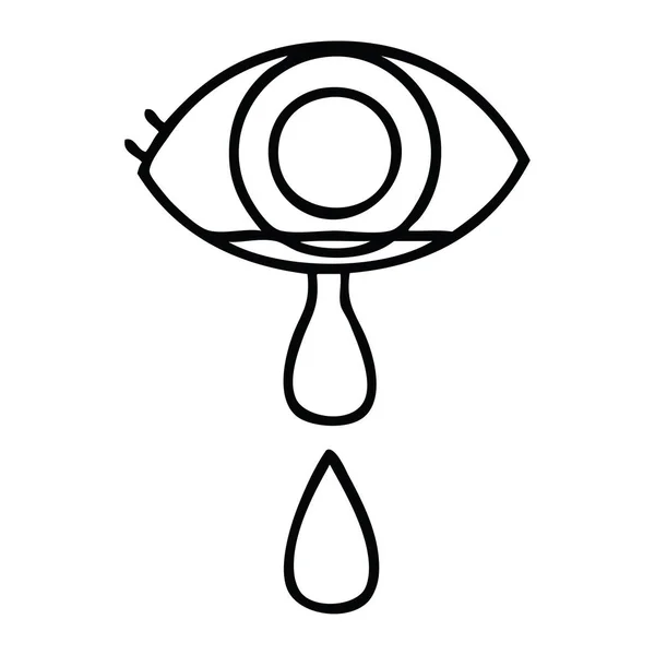 Line drawing cartoon crying eye — Stock Vector