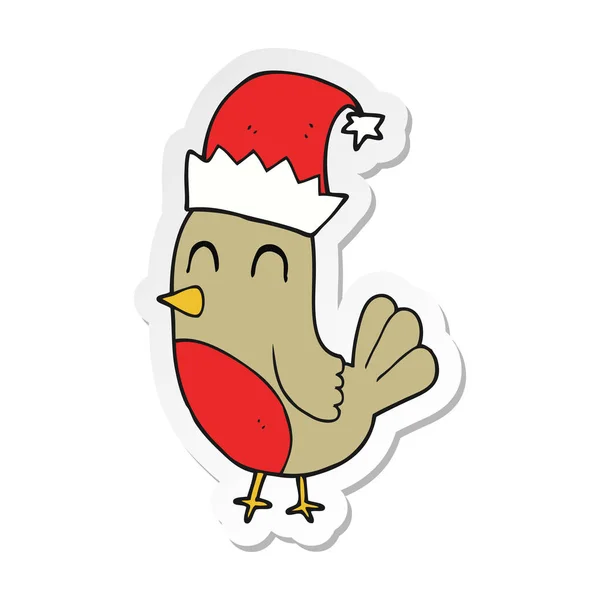 Etiqueta Desenho Animado Natal Robin — Vetor de Stock