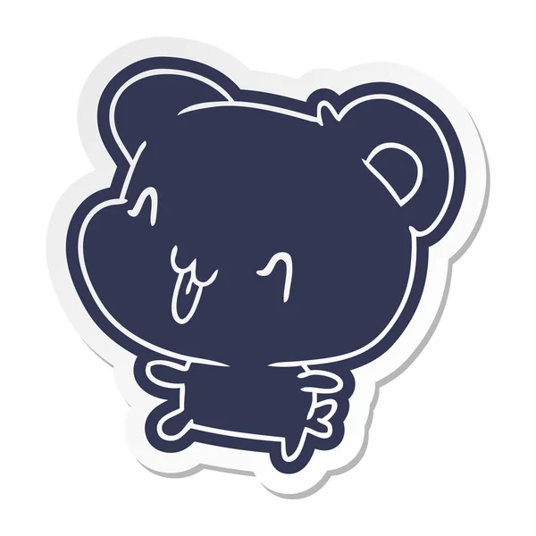 Cartoon sticker kawaii cute happy bear — Stock Vector