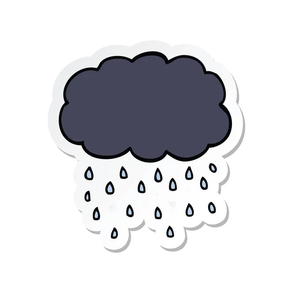 Aufkleber Einer Cartoon Wolke Regnet — Stockvektor