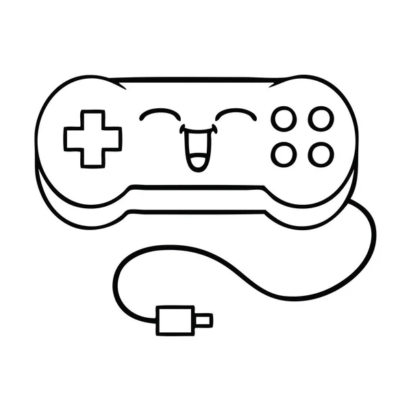 Línea dibujo dibujos animados juego controlador — Vector de stock