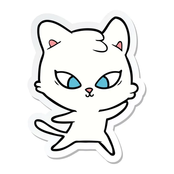 Adesivo di un simpatico gatto cartone animato — Vettoriale Stock
