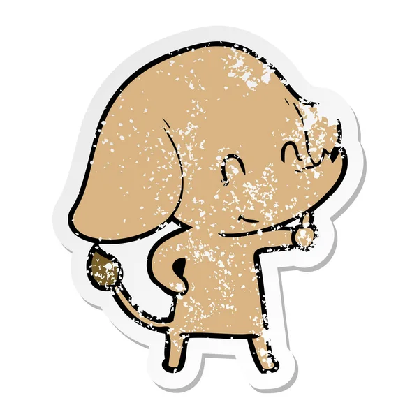 Pegatina Angustiada Lindo Elefante Dibujos Animados — Vector de stock