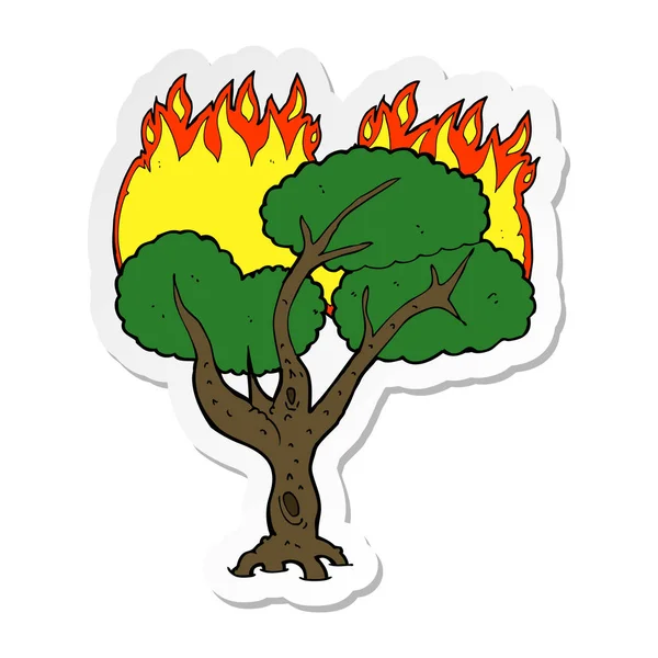 Sticker Cartoon Burning Tree — Stock Vector