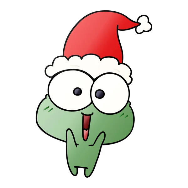 Karikatur des Weihnachtsgradienten des kawaiianischen Frosches — Stockvektor