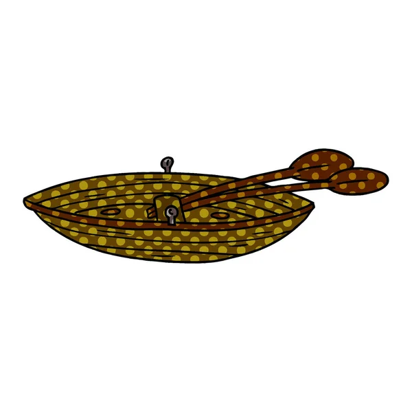 Cartoon doodle av en träbåt — Stock vektor