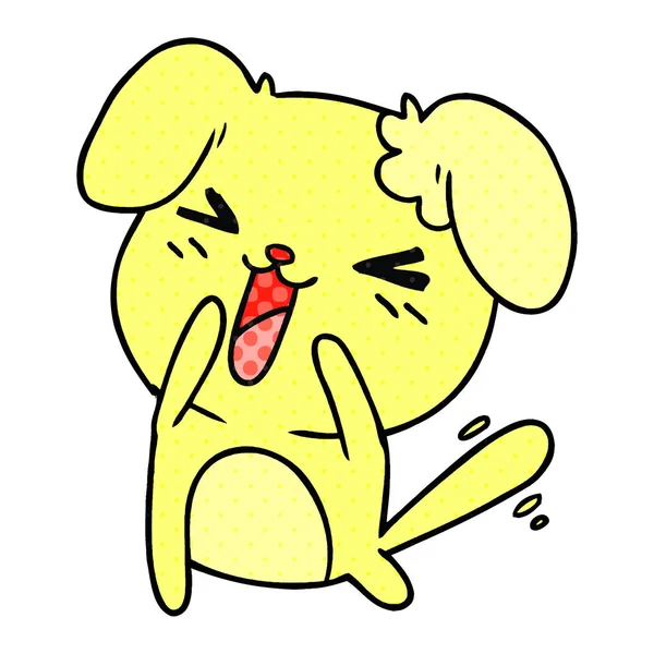 Freehand Drawn Cartoon Cute Kawaii Dog — Stock Vector