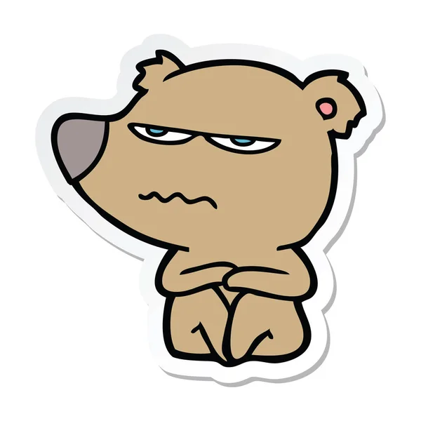 Sticker Angry Bear Cartoon — Stock Vector